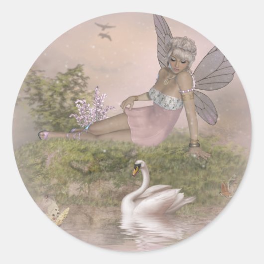 Sticker Rond Fée et cygne (Devant)