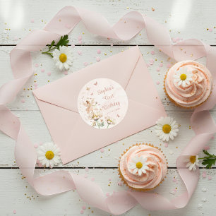 Sticker Rond Fée Fille Anniversaire Fête de Jardin