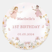 Sticker Rond Fée Floral Fille fête d'anniversaire (Devant)