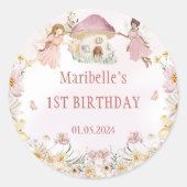 Sticker Rond Fée Floral Fille fête d'anniversaire (Devant)