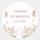 Sticker Rond Fée Floral Fille fête d'anniversaire (Devant)