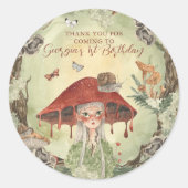 Sticker Rond Fée magique de la forêt d'automne | Anniversaire (Devant)