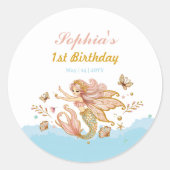 Sticker Rond Fée magique Fée Sirène Fête d'Anniversaire Fille (Devant)