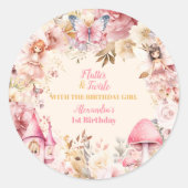 Sticker Rond Fée magique Jardin Floral Pixie 1er anniversaire (Devant)