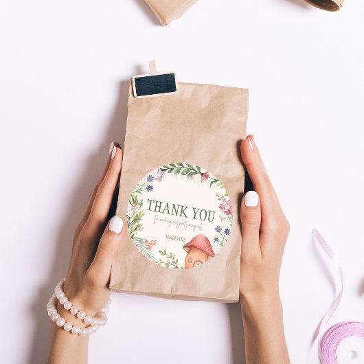 Sticker Rond Fée Merci Fée Enchanted Forest Party Favoriser