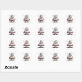 Sticker Rond Fée mignonne avec Viola sur Champignons Anniversai (Feuille)