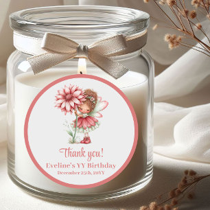 Sticker Rond Fée Mignonne Capricieuse Rougeur Florale Fille Ann