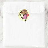 Sticker Rond Fée mignonne en robe rose (Sac)