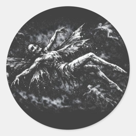 Sticker Rond Fée morte par BurnsInHell (Devant)