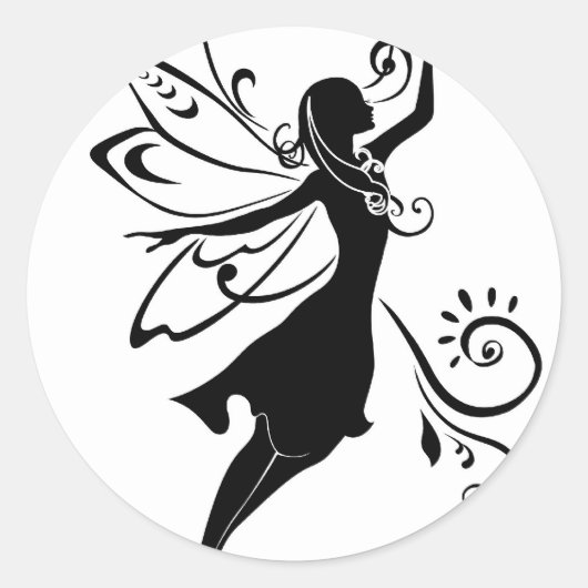Sticker Rond Fée noire (Devant)