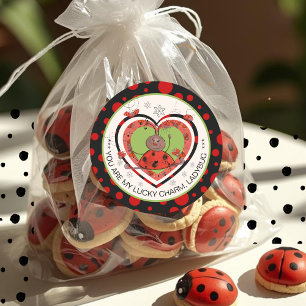Sticker Rond Fée Porte-Bonheur Baby Shower Gagnante Coccinelle