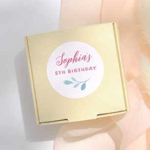 Sticker Rond Fée Rose Manuscrit Fête d'anniversaire Fille