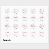 Sticker Rond Fée rose manuscrite Feuille Fille fête d'anniversa (Feuille)