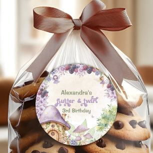 Sticker Rond Fée Violette Troisième Baie 3e Anniversaire