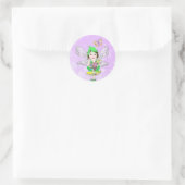 Sticker Rond Fée Whimsical Little Elf, champignons et papillon (Sac)