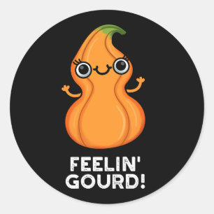 Sticker Rond Feelin Gourd Funny Veggie Pun Dark BG