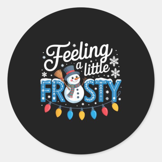 Sticker Rond Feeling A Little Frosty Cute Retro Snowman  (Devant)