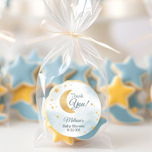 Sticker Rond Féérique Over the Moon Remerciements Baby Shower