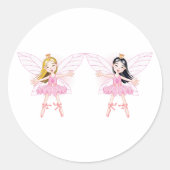 Sticker Rond Fées de ballet rose (Devant)