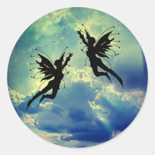 Sticker Rond fées de lune