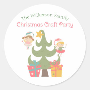 Sticker Rond Fées de Noël mignonnes