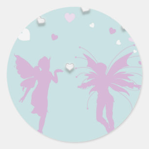 Sticker Rond Fées et coeurs