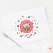 Sticker Rond Fées Rose Floral Champignons Fairy Castle Annivers (Enveloppe)