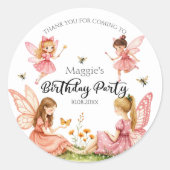 Sticker Rond Fées roses de charme Fête d'anniversaire (Devant)