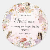 Sticker Rond Fées Whimsical Anniversaire Fleur Jardin prairie (Devant)