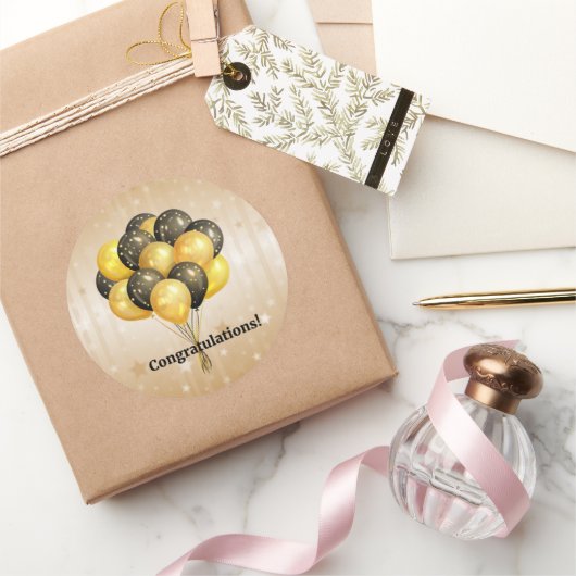 Sticker Rond Félicitation ! Ballons de fête. (Cadeaux)