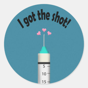 Sticker Rond Félicitations à Covid 19 Vaccine Shot 