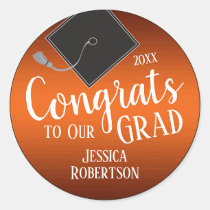 Sticker Rond Félicitations à notre promotion 2021 Orange