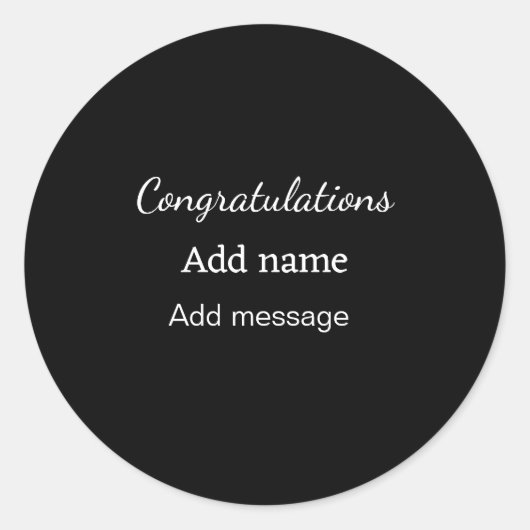 Sticker Rond Félicitations ajouter un message de nom simple dip (Devant)