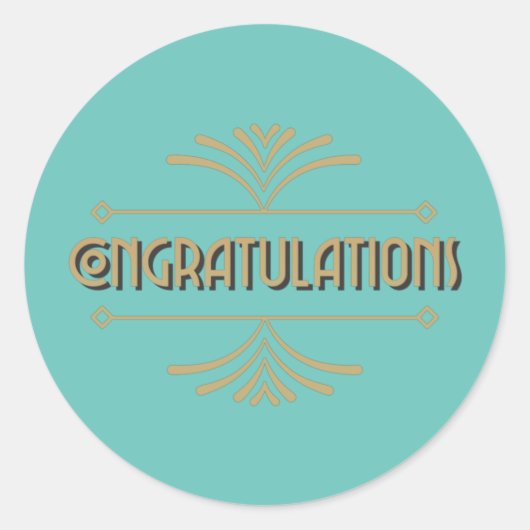 Sticker Rond Félicitations Art Déco (Devant)