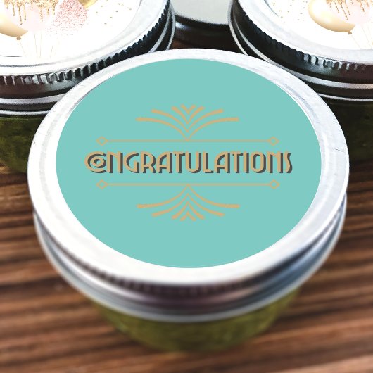 Sticker Rond Félicitations Art Déco