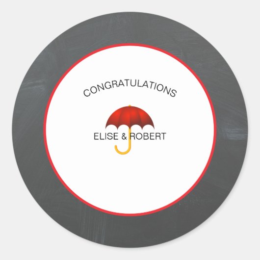 Sticker Rond Félicitations baby shower rouge et noir (Devant)