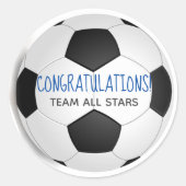 Sticker Rond Félicitations Black White Custom Soccer Ball (Devant)