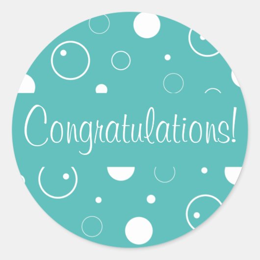 Sticker Rond Félicitations Bulles Enveloppe Sceau (Devant)