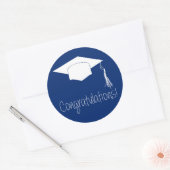 Sticker Rond Félicitations casquette de graduation bleu (Enveloppe)