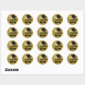 Sticker Rond Félicitations, Casquette noire, Nom, Gold (Feuille)