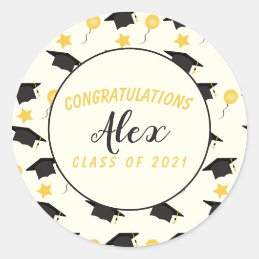 Sticker Rond Félicitations Catégorie De Diplômés Personnaliser (Devant)