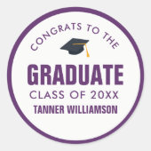 Sticker Rond Félicitations Classe de Casquette Grad de 20XX Bol (Devant)