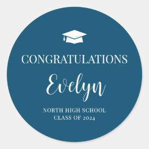 Sticker Rond Félicitations Couleurs de l'École de Graduation