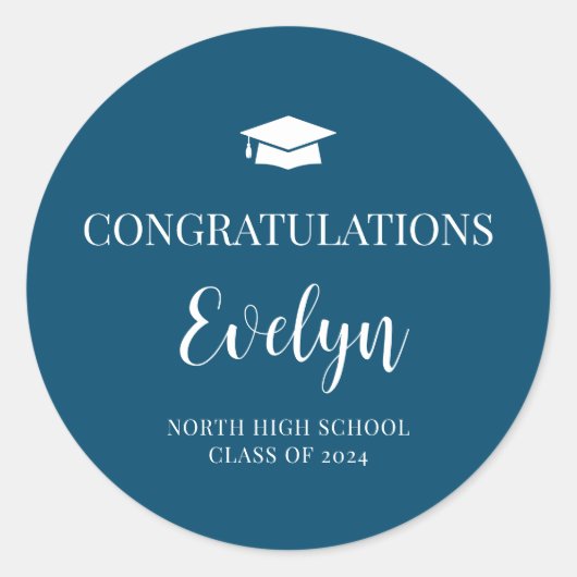 Sticker Rond Félicitations Couleurs de l'École de Graduation (Devant)