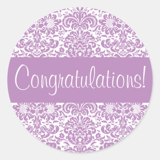 Sticker Rond Félicitations Damask Enveloppe Seal (Devant)