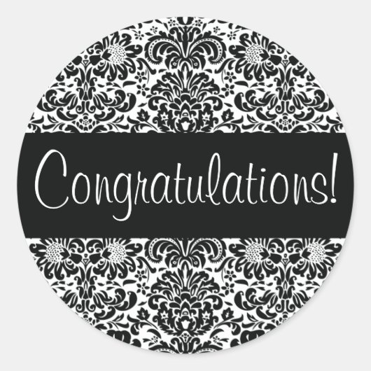 Sticker Rond Félicitations Damask Enveloppe Seal (Devant)