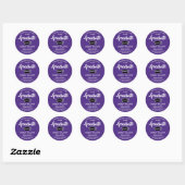 Sticker Rond Félicitations Diplômé Purple & White Graduation (Feuille)