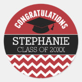 Sticker Rond Félicitations Diplômé - Red Black Graduation (Devant)