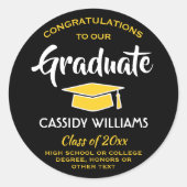 Sticker Rond Félicitations Diplômés Noir et Or (Devant)