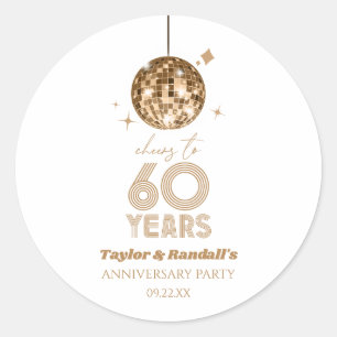 Sticker Rond Félicitations disco 60 ans de mariage